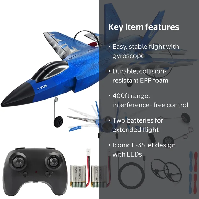 Hinzonek, RC Plane, F-35 RC Airplane Fighter, Blue - Walmart.com