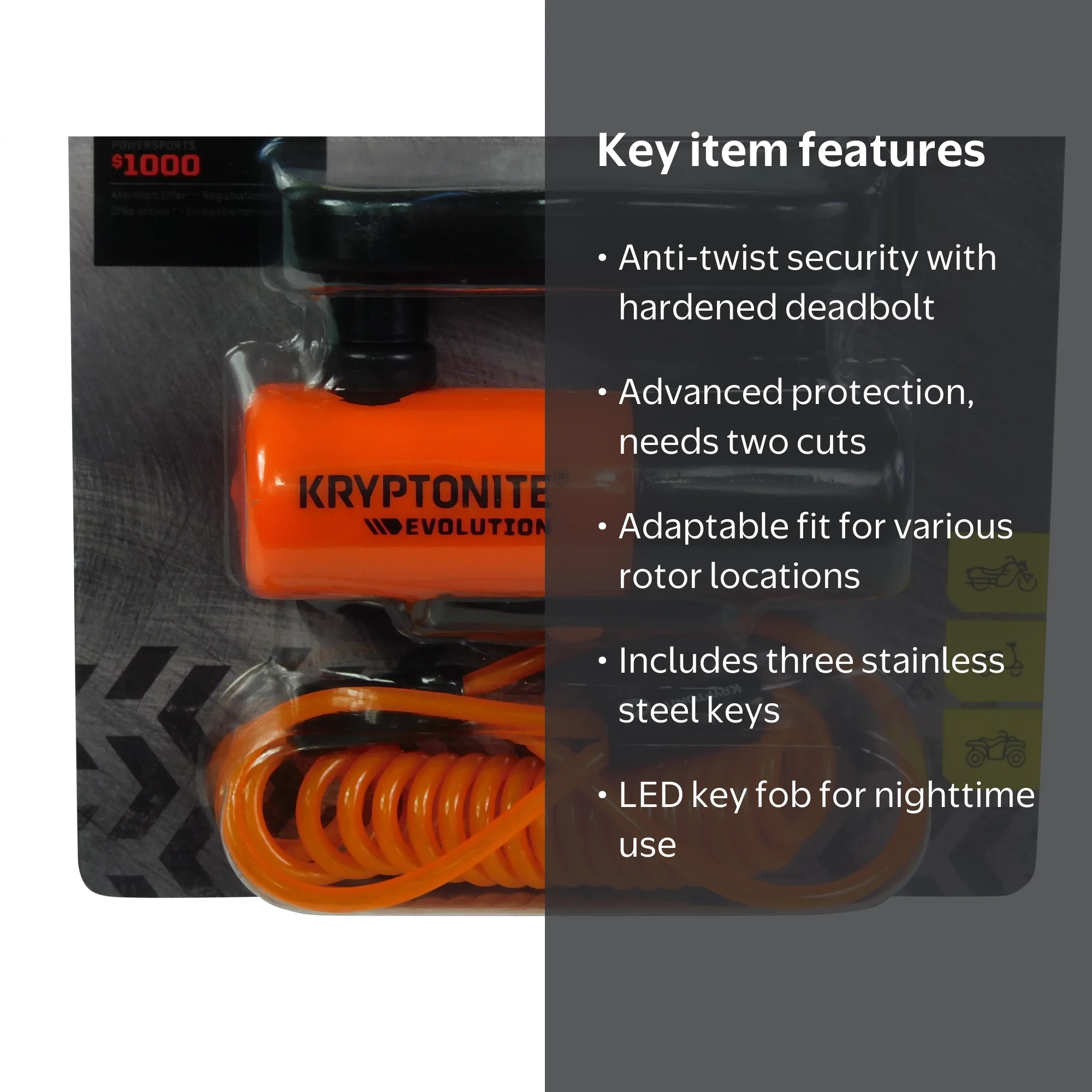 Kryptonite, Compact Disc Lock, 720018-003212, Hardened Double