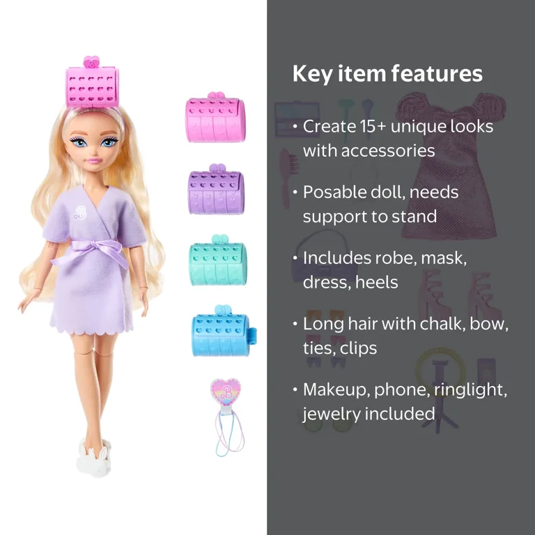 Barbie, Fashion Doll, Malibu Dream Get Ready with Barbie, 15+