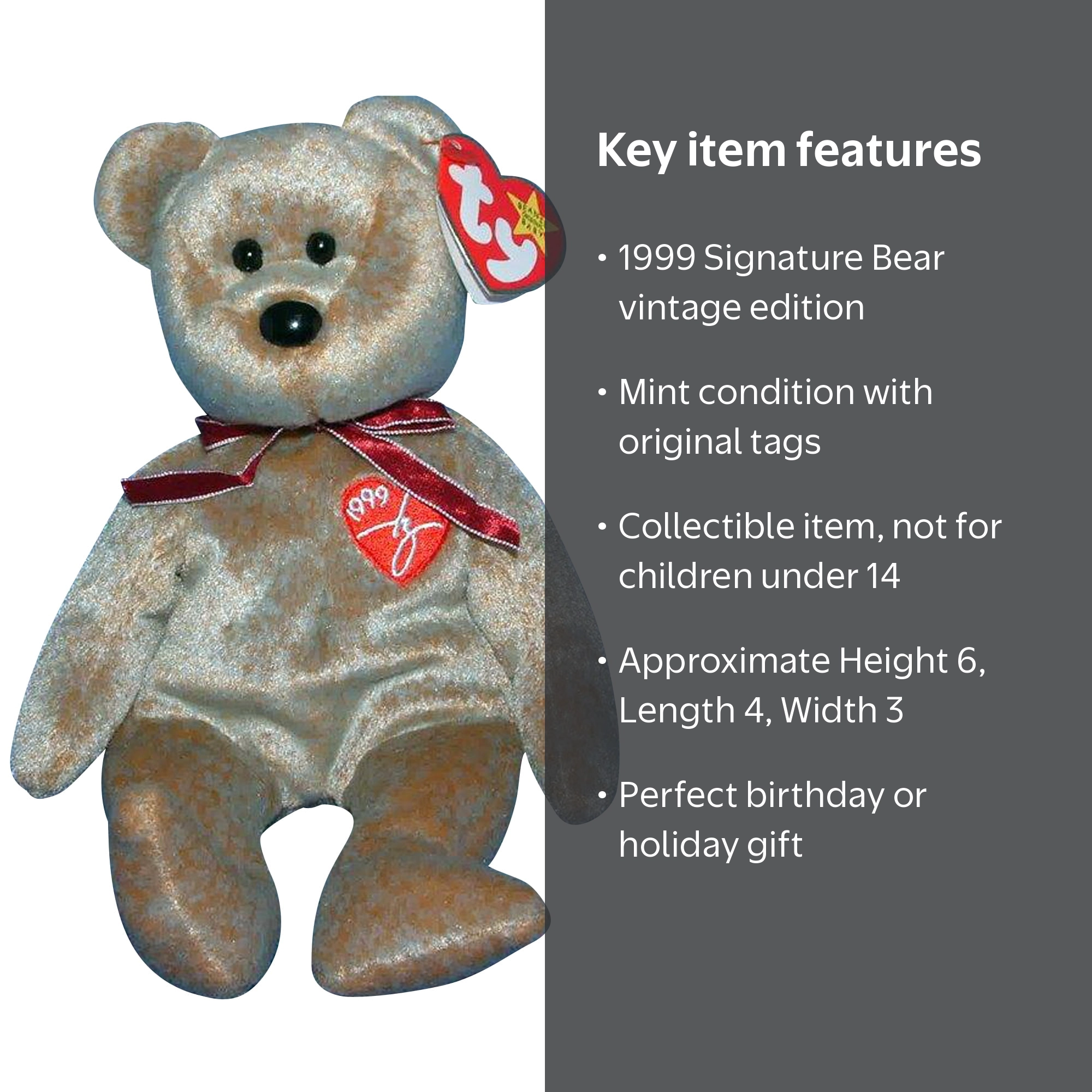 Ty Beanie Baby: 1999 Signature Bear | Stuffed Animal | MWMT
