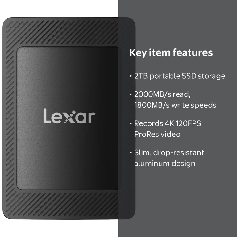 Lexar 2TB SL500 Portable SSD with Magnetic Set, USB 3.2