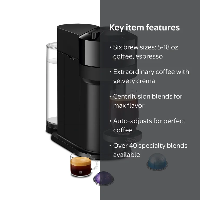 Nespresso, Coffee and Espresso Maker, Vertuo Next, Glossy Black