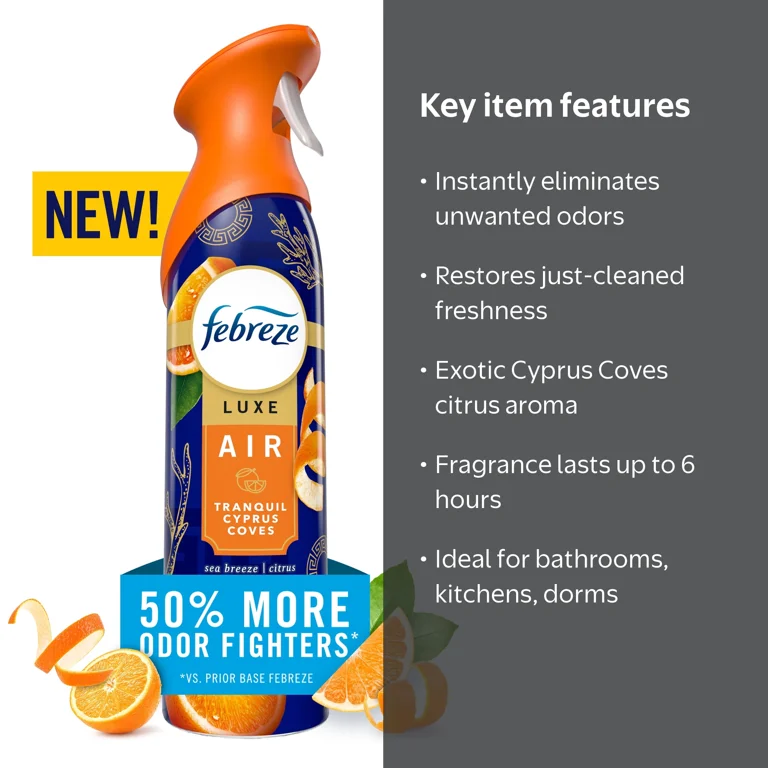 Febreze Air Mist Air Freshener Spray, Tranquil Cyprus Coves, 8.1oz