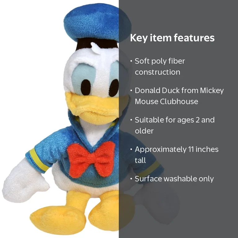 Disney, Donald Duck Plush Doll, 11 Inches, Snuggle Cuddly Toy