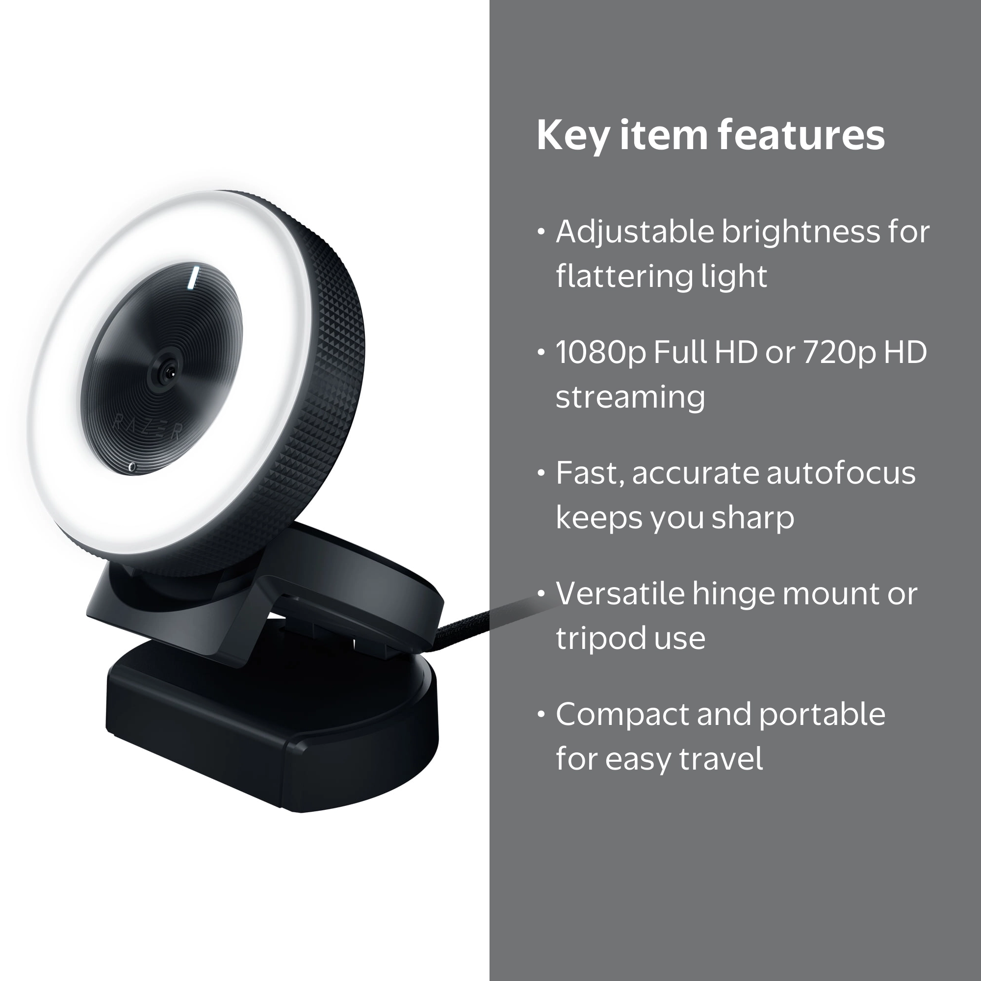 Free Shipping! Razer Webcam Full HD 1080p 30fps Auto Focus Ring
