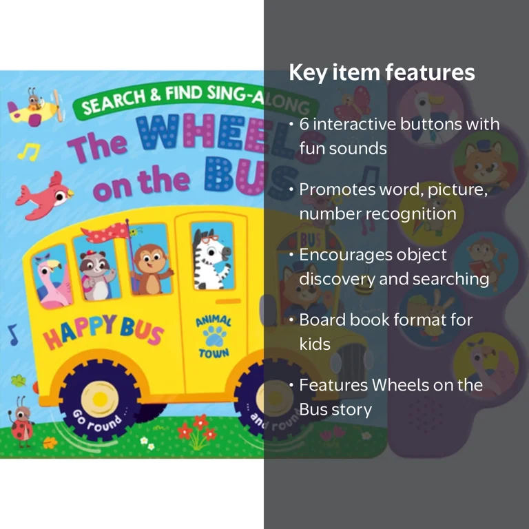 Kidsbooks Search & Find Wheels on the Bus Sound Book, 6-Button