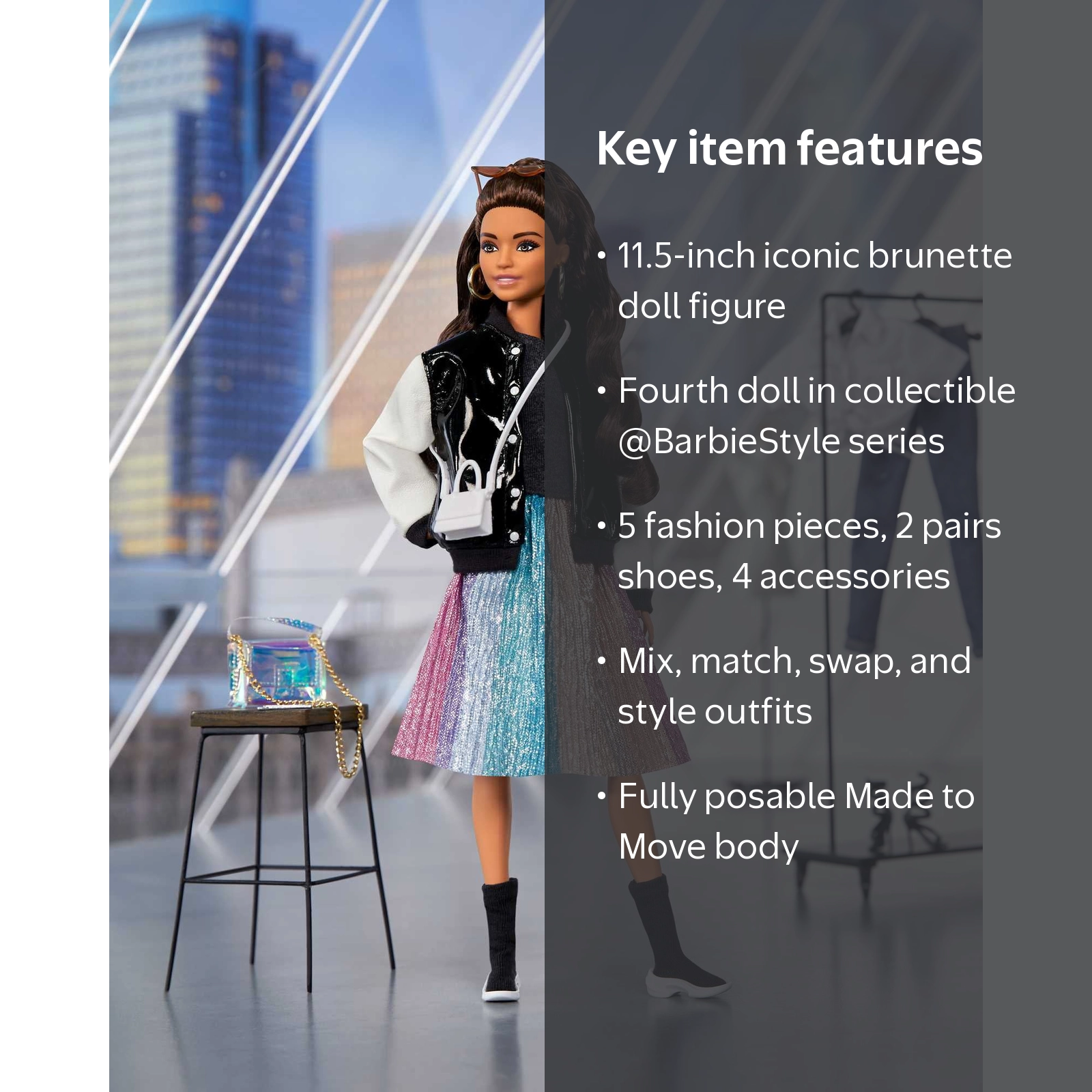 ＠BARBIESTYLE　バービー　スタイル Barbie @Barbiestyle Doll (11.5-in Brunette) with 5 Clothing Pieces