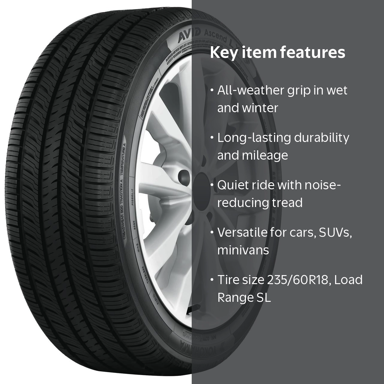 Yokohama Avid Ascend LX 235/60R18 Tire All-Season - Walmart.com