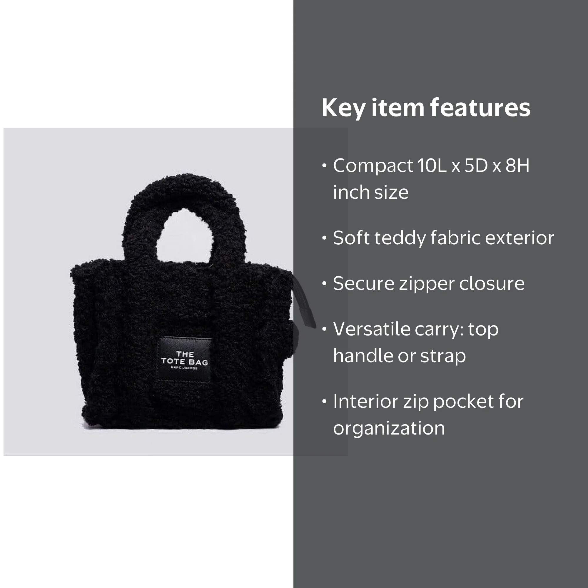 Marc Jacobs, The Teddy Mini Tote Bag, H012M06FA21-001, Black