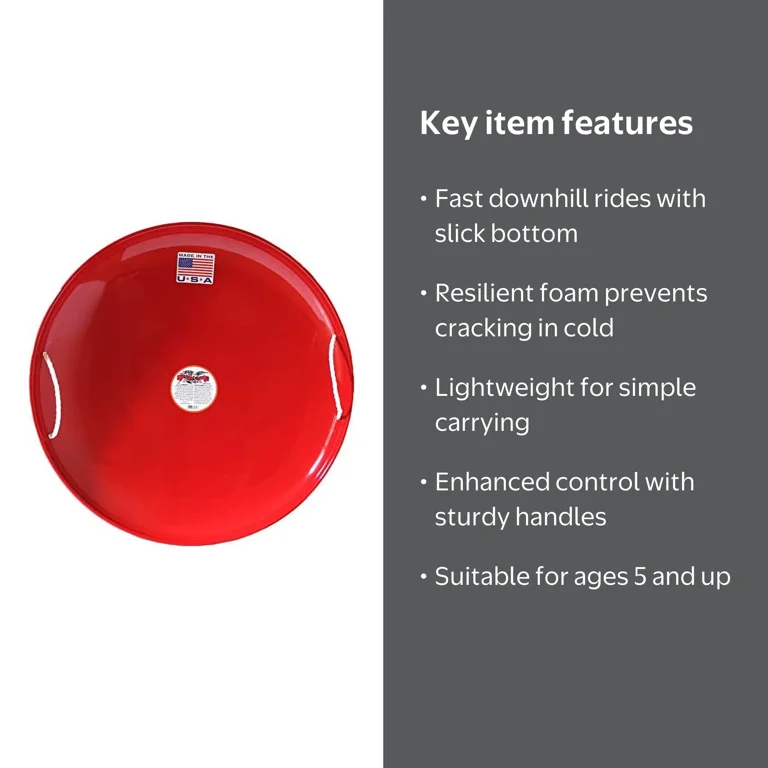 Flexible Flyer, Snow Disc Saucer, 826, Heavy Gauge Steel, Red
