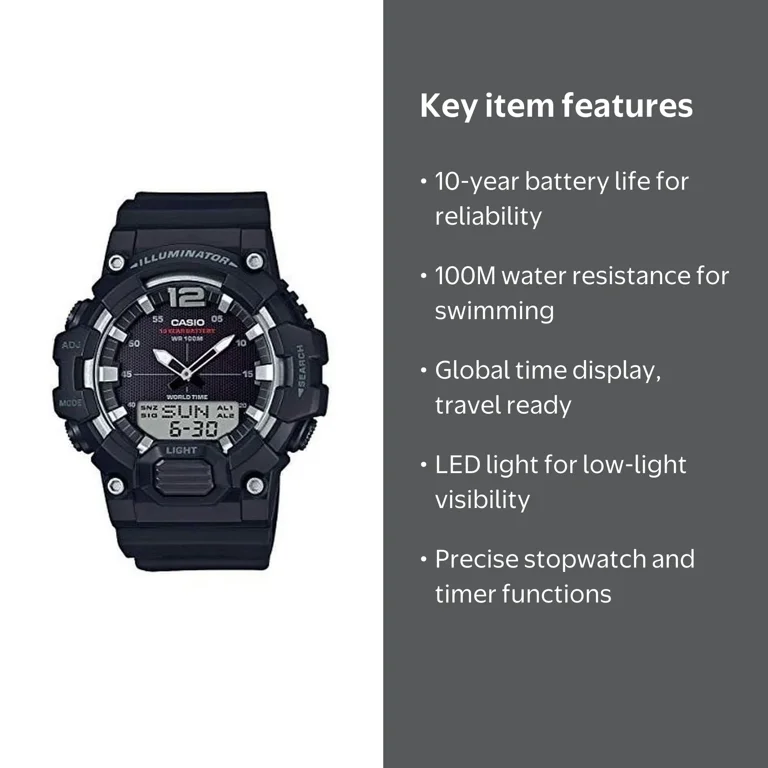 Casio Men's Analog-Digital World Time Watch, Black - HDC700-1AV