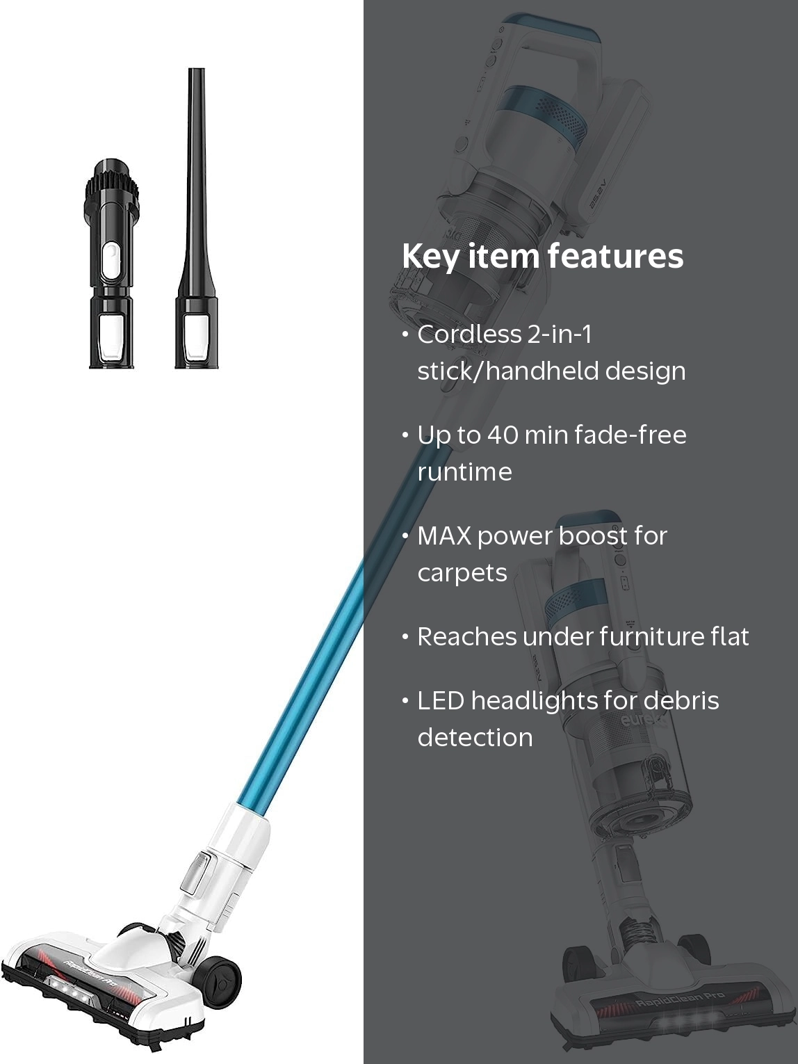 Eureka Rapid Clean Pro NEC180 Cordless Vacuum Cleaner, Stick and