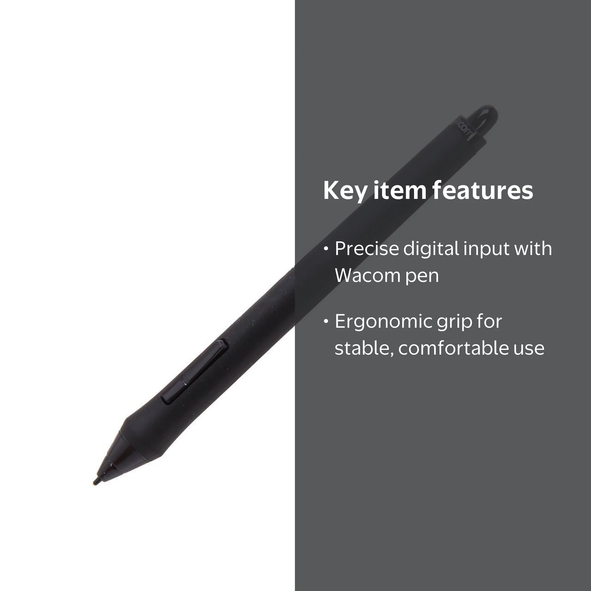 Wacom KP501E2 Grip Pen for Digital Drawing Stylus, Ergonomic