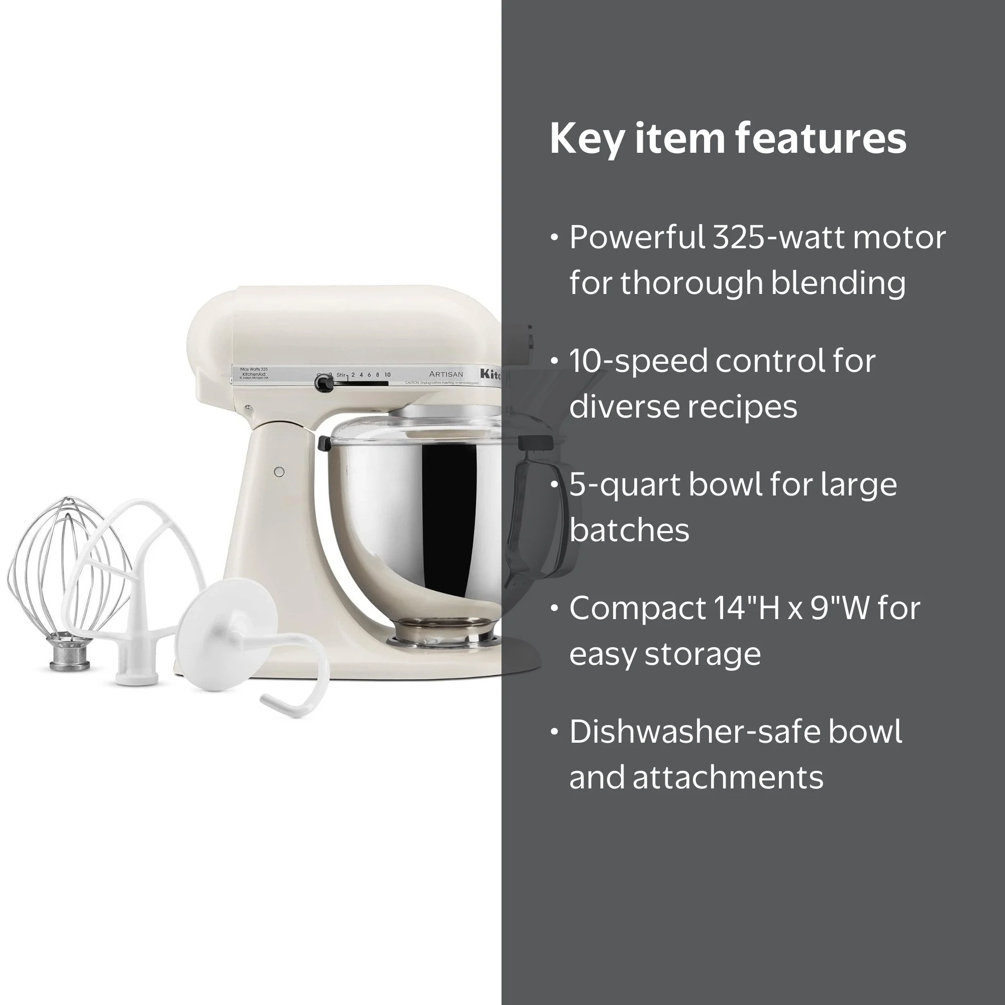 KitchenAid Artisan 5 Qt Stand Mixer, Porcelain White, Tilt-Head