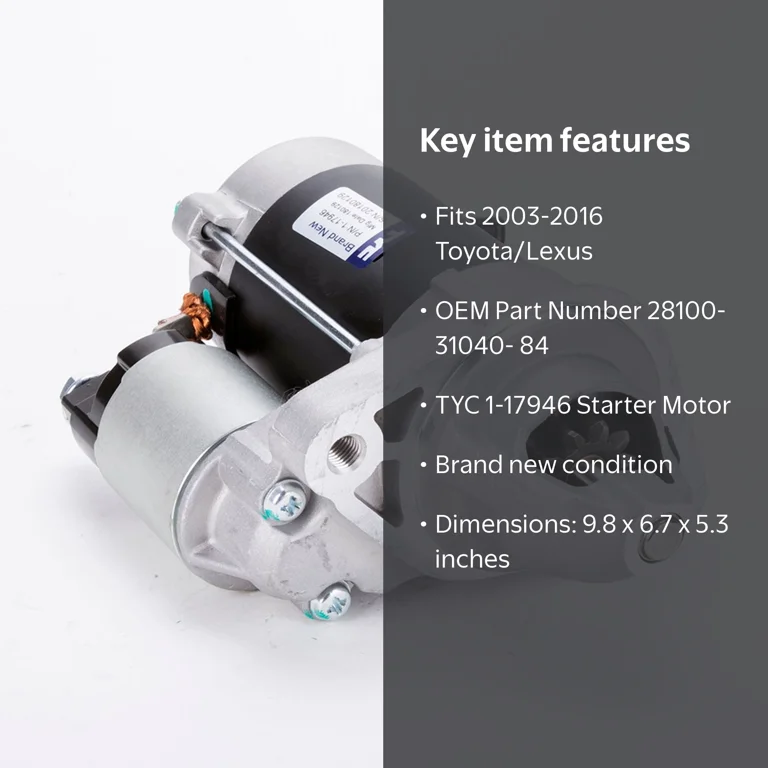 Ts　704040 TYC 1-17946 Starter Motor for Toyota 28100-31040-84 du Fits select