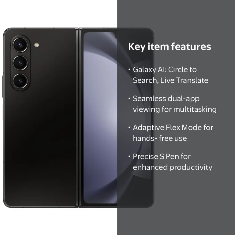 SAMSUNG Galaxy Z Fold 5, 256GB, Unlocked, 7.6” Screen, Dual App