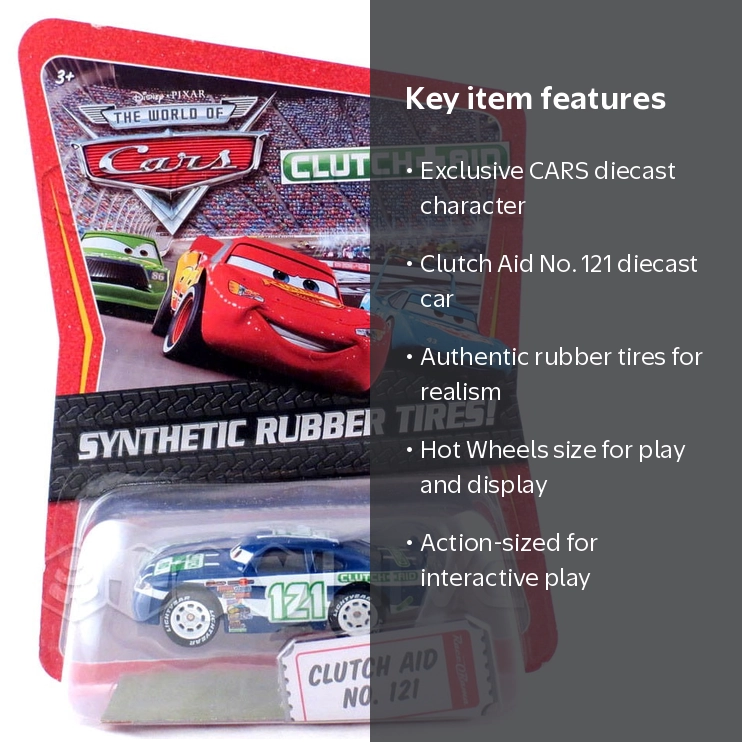 Disney Cars Synthetic Rubber Tires Clutch Aid No. 121 Diecast Car