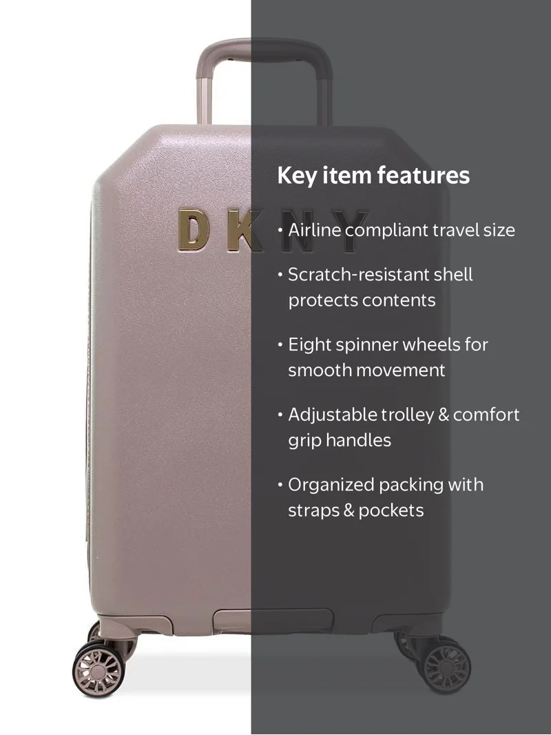 DKNY CLAY Allure Designer 21 Inch Carry On Suitcase, Checked