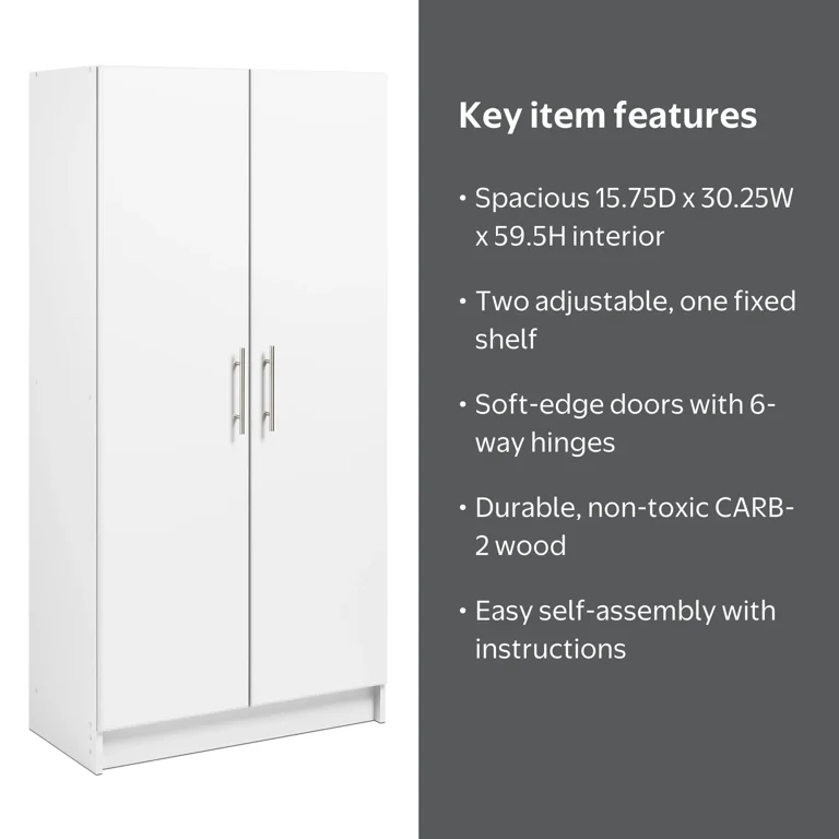 Prepac Tall Garage Storage Cabinet, WES-3264, Adjustable Shelves