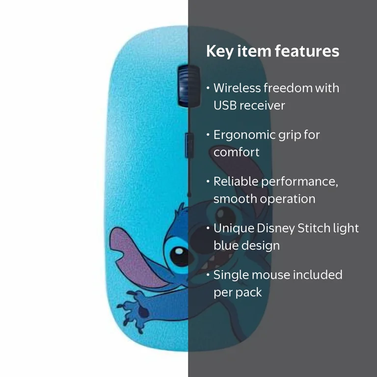 Disney Lilo & Stitch Stitch Wireless Mouse, Blue, 1 Count, 1 Pack