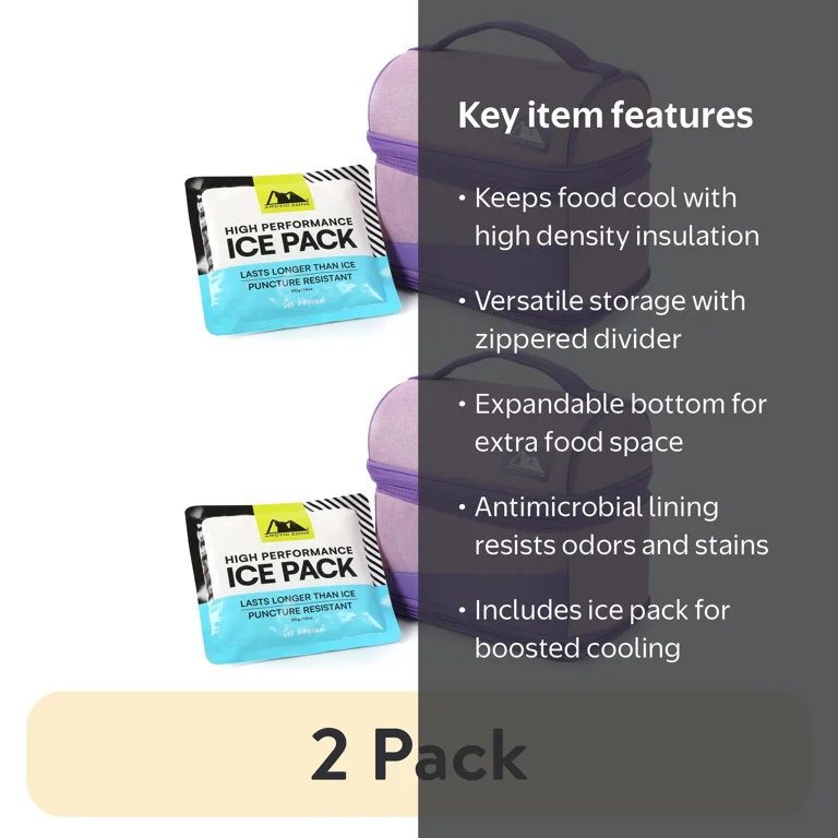 2 pack) Arctic Zone Lavender Purple Expandable Lunch Box with