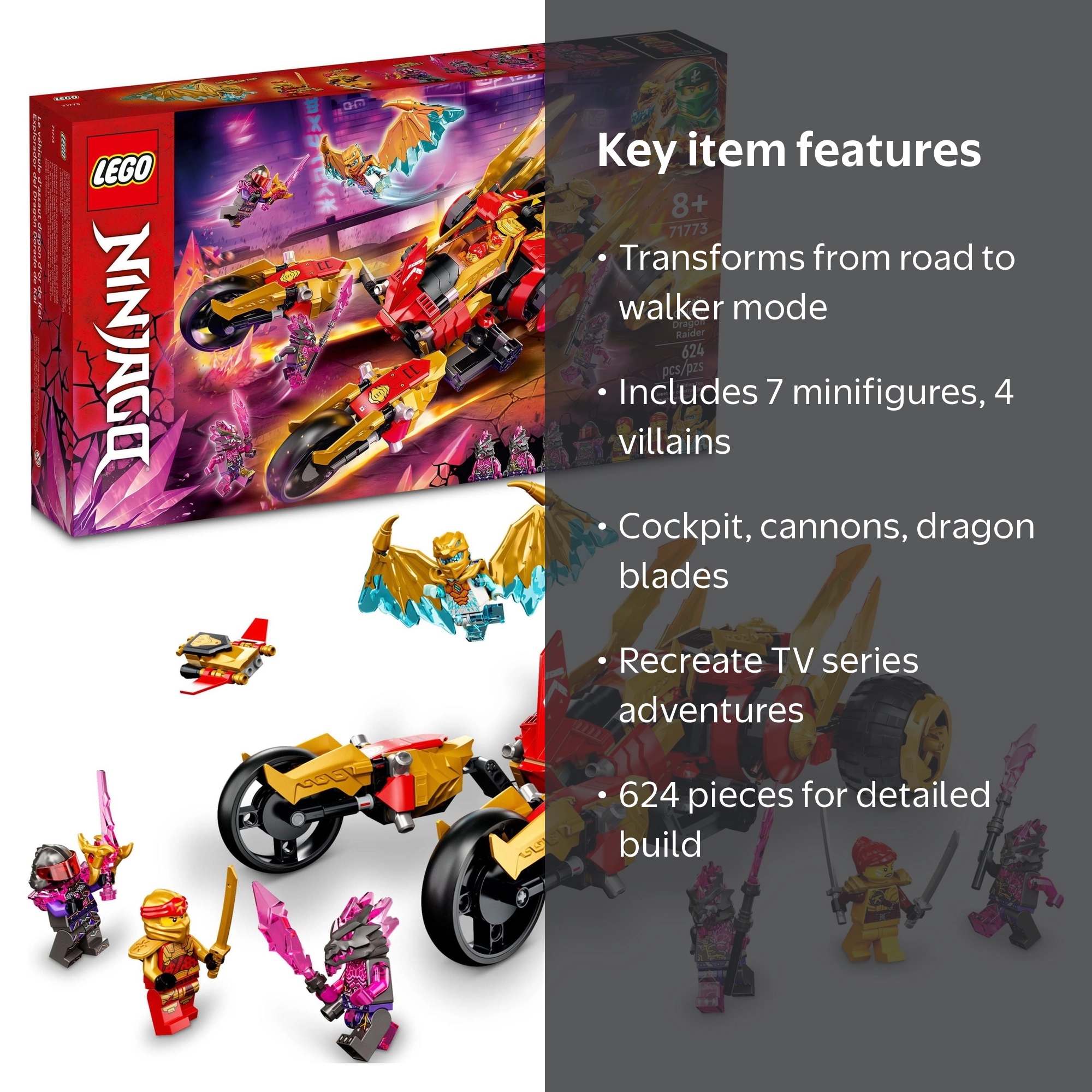 No73ミニカー1/50 箱ありTrendsetters in Trailers LEGO Ninjago Playset, 71773, Kai‚Äôs Golden Dragon Raider