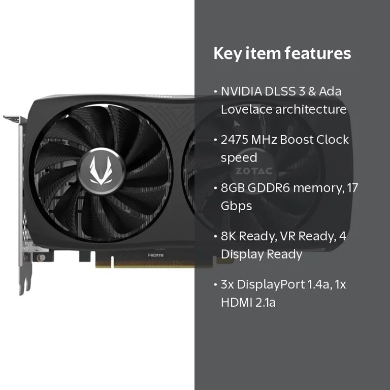 ZOTAC GAMING GeForce RTX 4060 8GB Twin Edge OC GPU, Compact PC