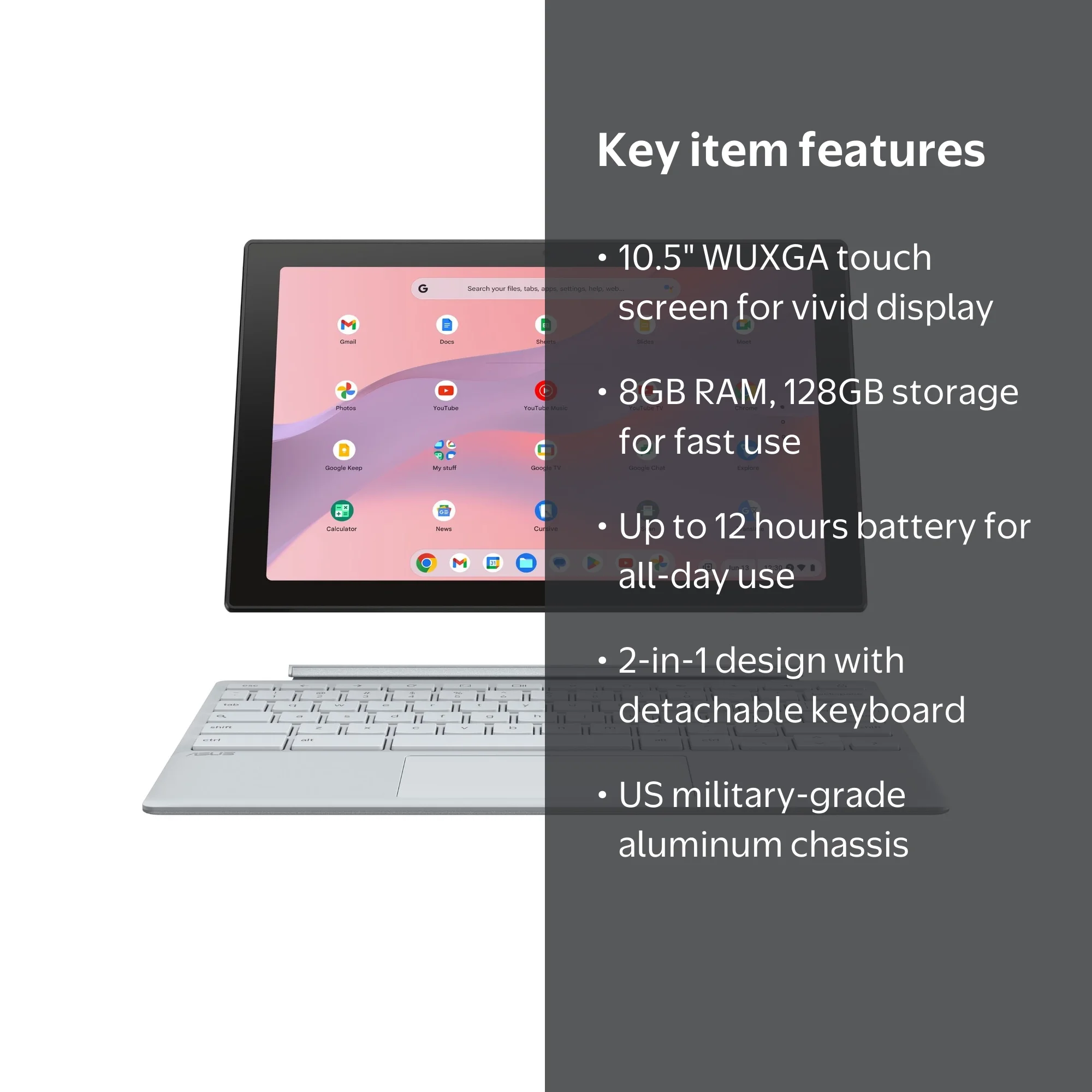 ASUS, 2-in-1 Tablet Laptop, CM30, 10.5 inch WUXGA Touch Chrome