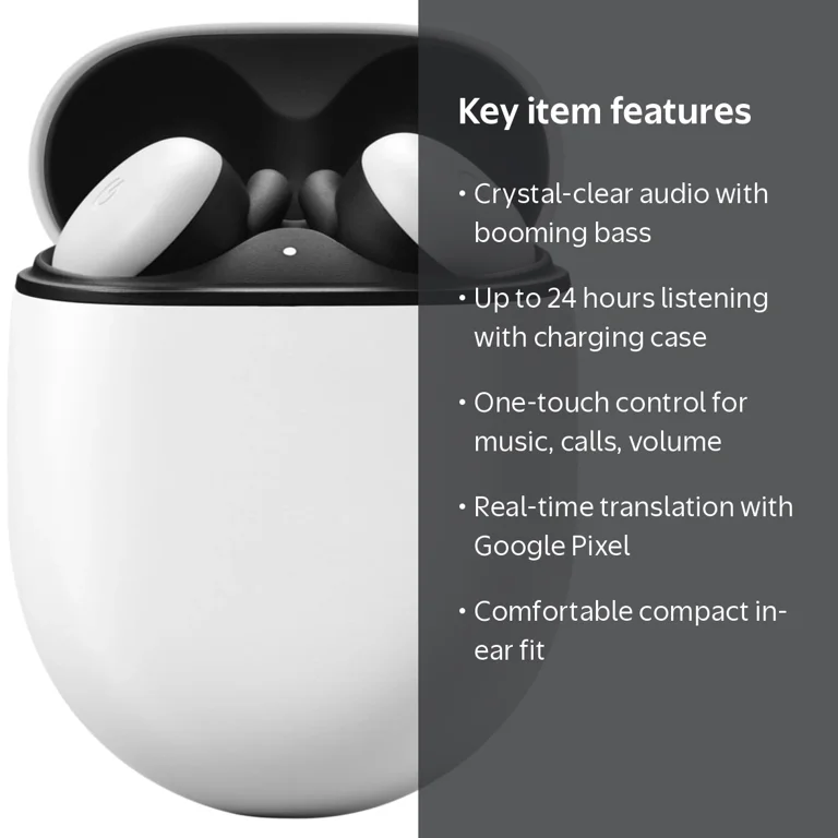 Open Box) Google Pixel Buds In-Ear Wireless Headphones - Clearly