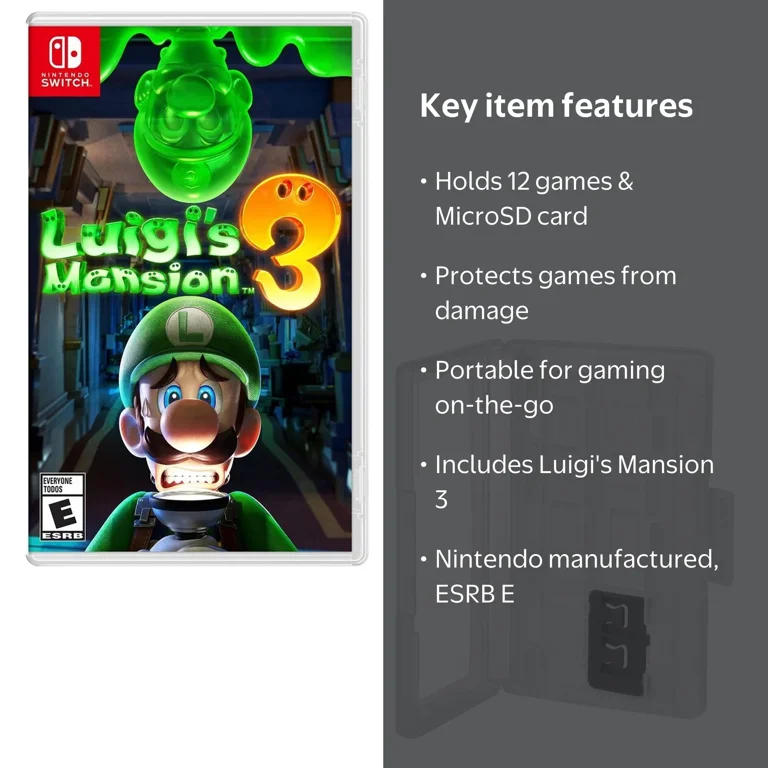 Luigi's Mansion 3 with Game Caddy for 12 Games for Nintendo Switch