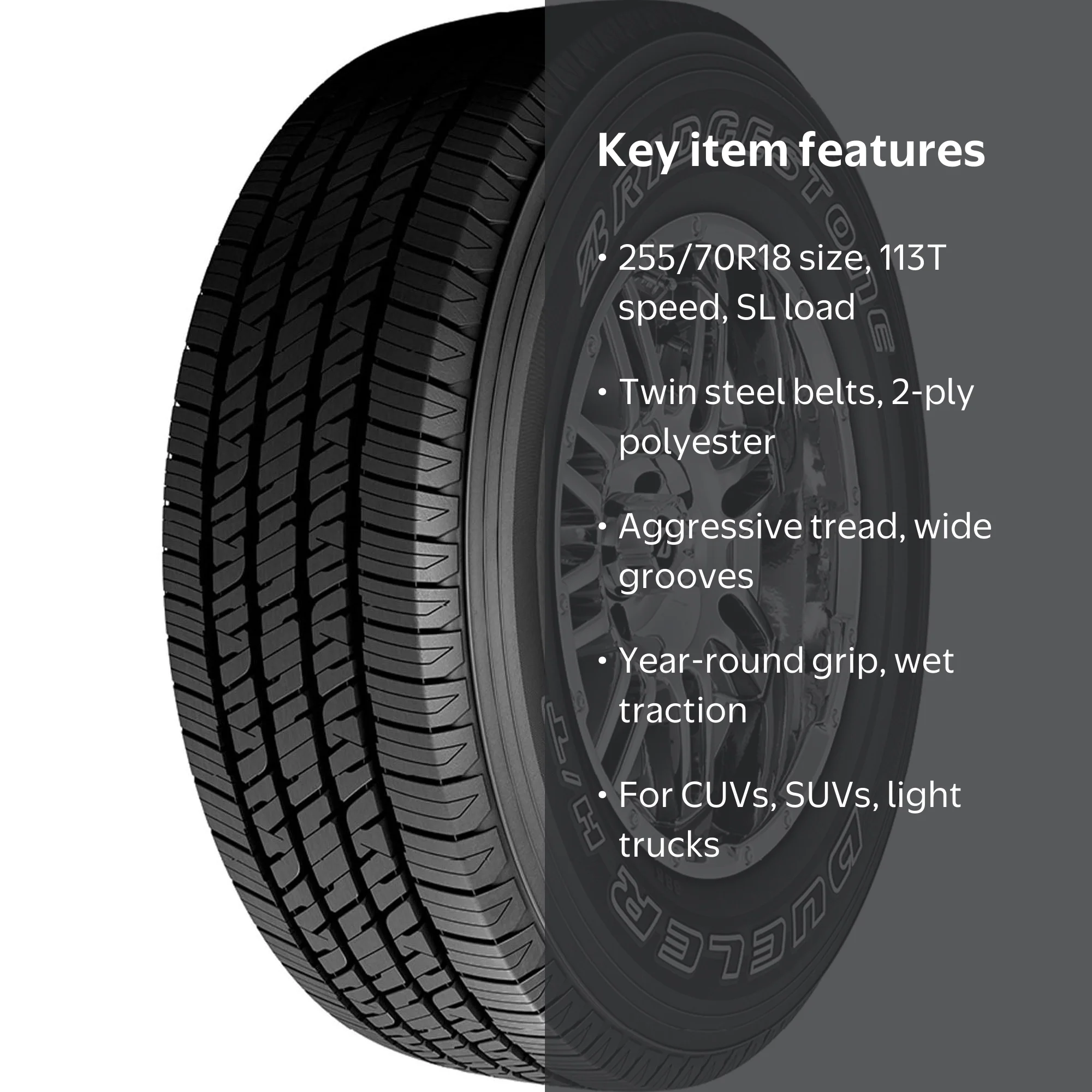 Free Shipping! Bridgestone Dueler H/T 685 All Season 255/70R18