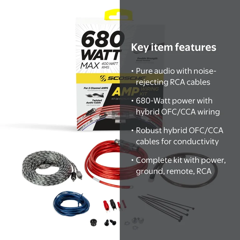 Scosche KPA8CC-WM1SD 680-Watt Hybrid OFC/CCA Amplifier Wiring Kit