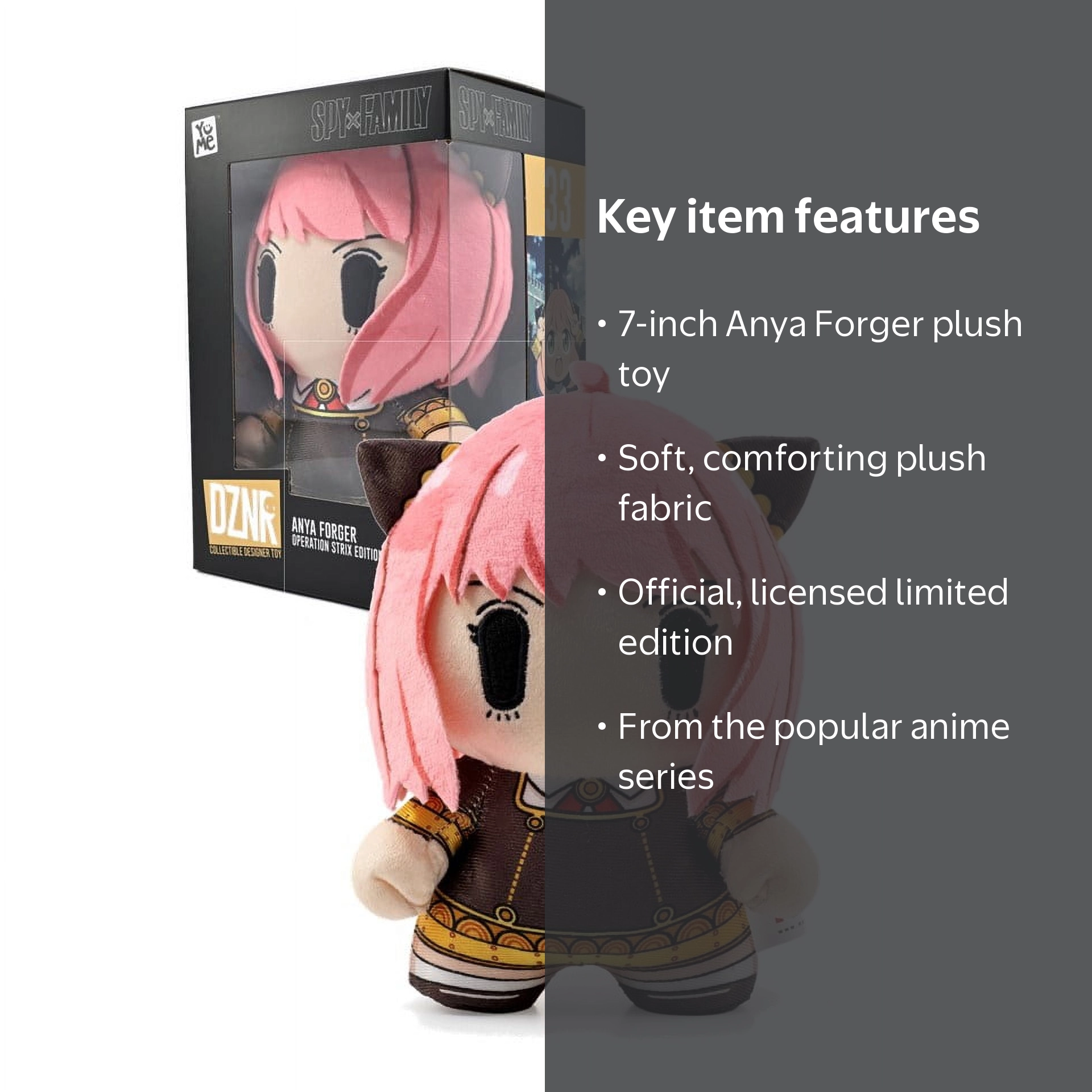 YuMe Spy x Family 7in DZNR Collectible Plush - Anya Forger