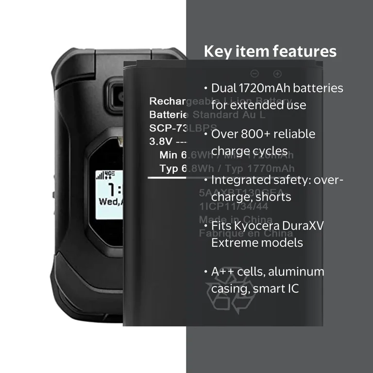 Battery for Kyocera DuraXV Extreme, DuraXV Extreme E4810 Verizon