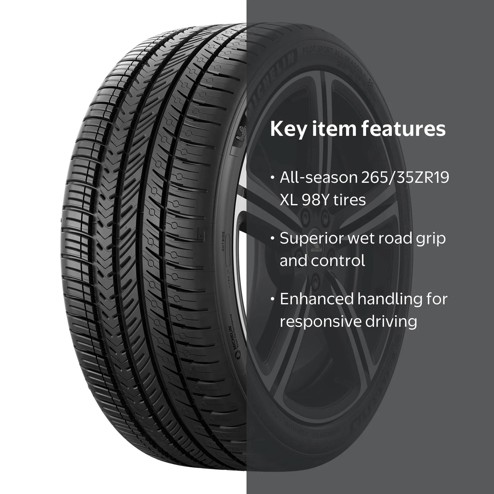 Michelin, Pilot Sport All Season 4 Tire, 265/35ZR19 XL 98Y, All
