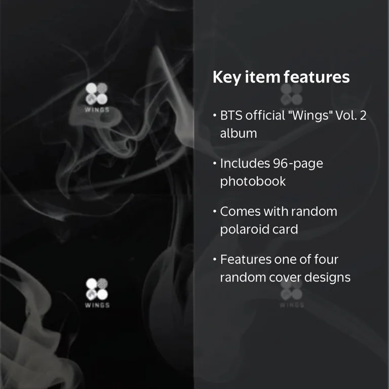 BTS - Wings (Vol 2) (Random cover, incl. 96-page photobook and one BTS - Wings (Vol 2) (Random cover, incl. 96-page photobook and one