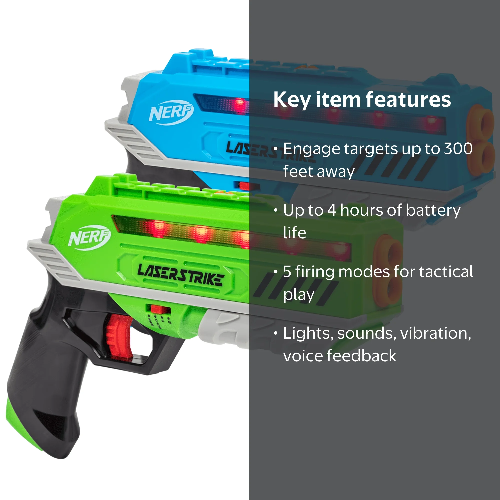 Nerf Laser Strike 2-Player Laser Tag Set, includes 2 blasters, 5