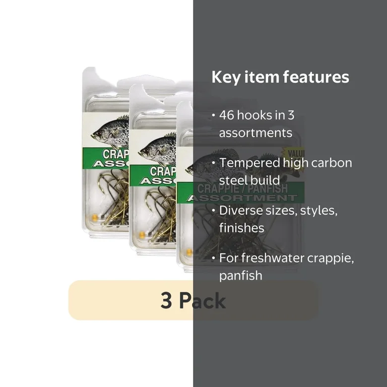 crappie fishing hook size 8 PACK - SELECTION 3mm quite suit for you to catch fish. (3 pack) Eagle Claw SPCRPW