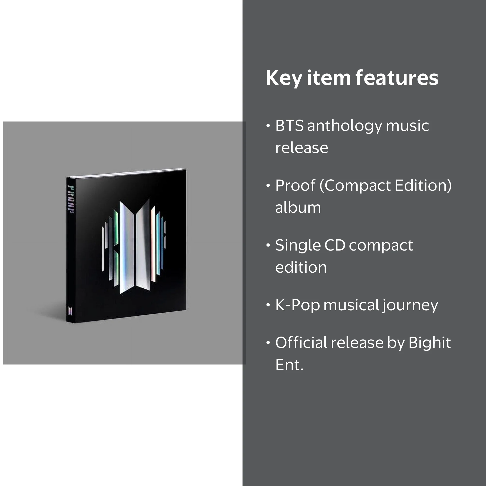 BTS - Proof (Compact Edition) - KPOP Music & Performance CD by