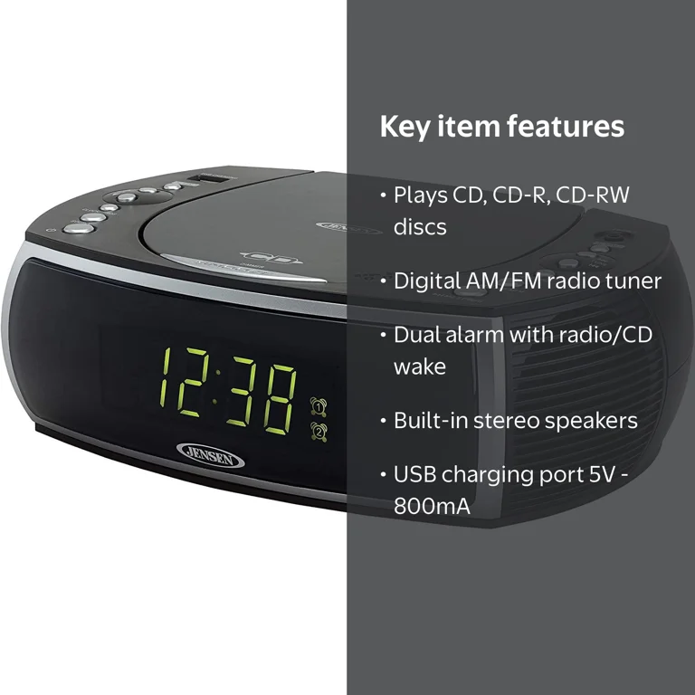 Free Shipping! Jensen Home CD Stereo Clock with AM FM Radio USB