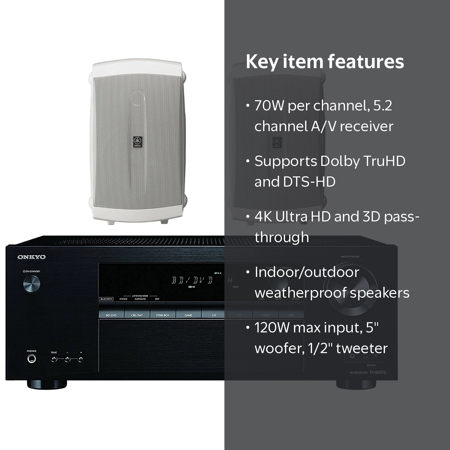 Onkyo 5.2 Channel Full 4K Bluetooth AV Home Theater Receiver +
