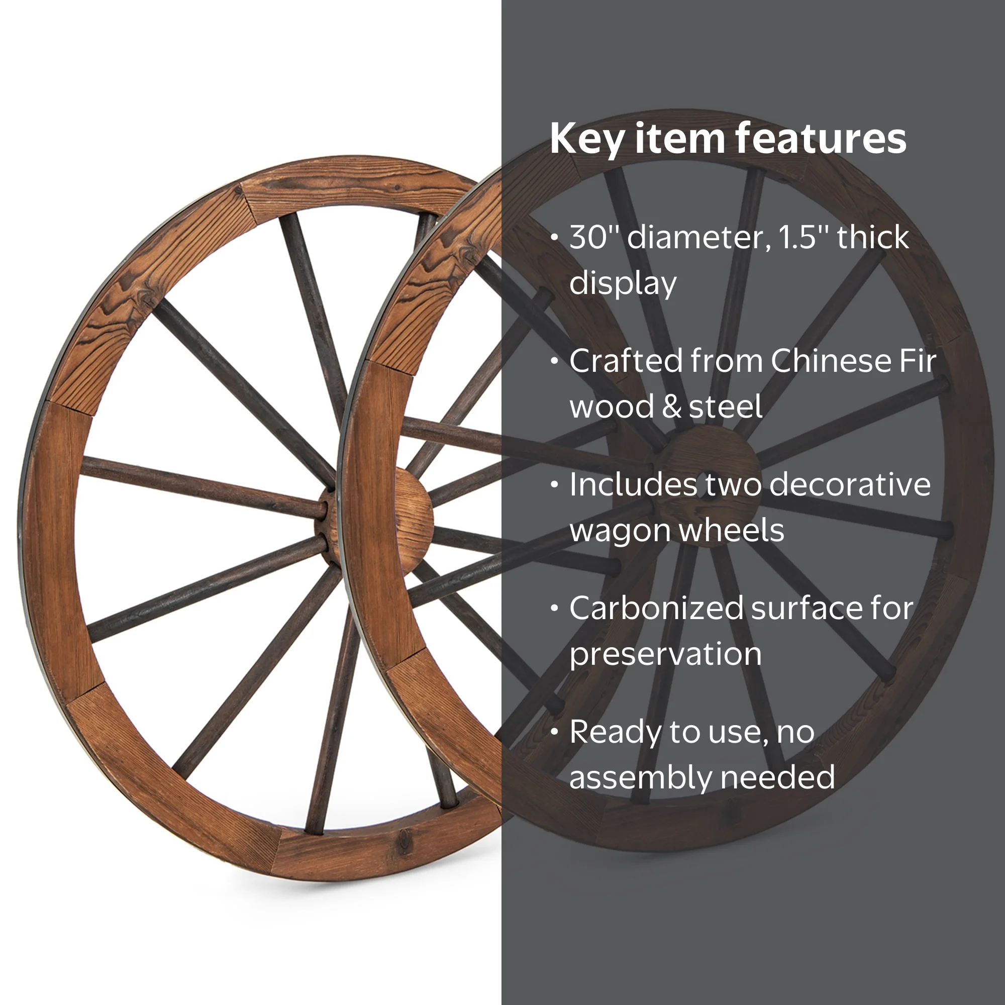 Costway Set of 2 30 In Decorative Vintage Wood Garden Wagon Wheel