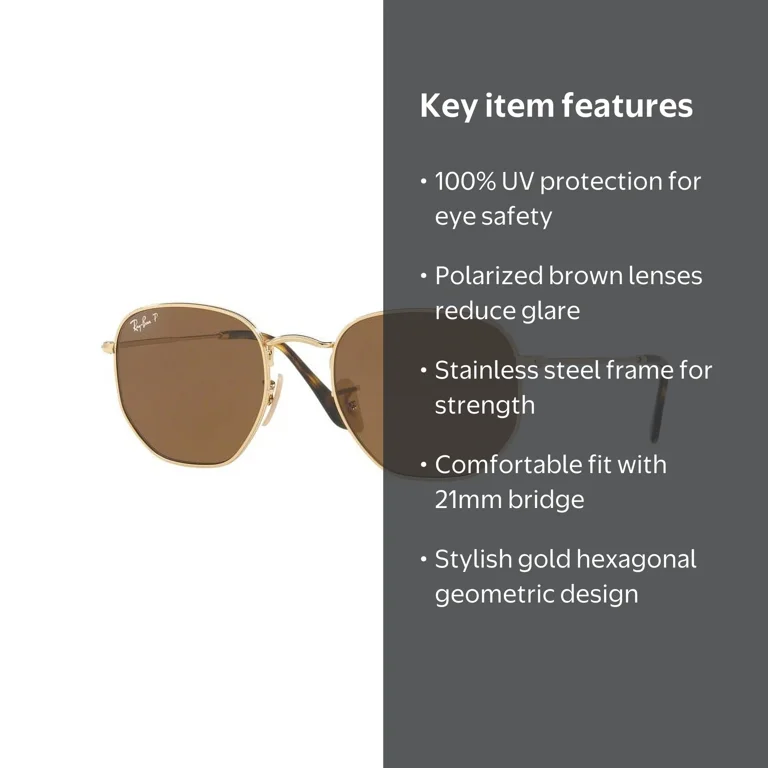 Ray-Ban Hexagonal Flat Lenses Polarized Sunglasses RB 3548 N 001