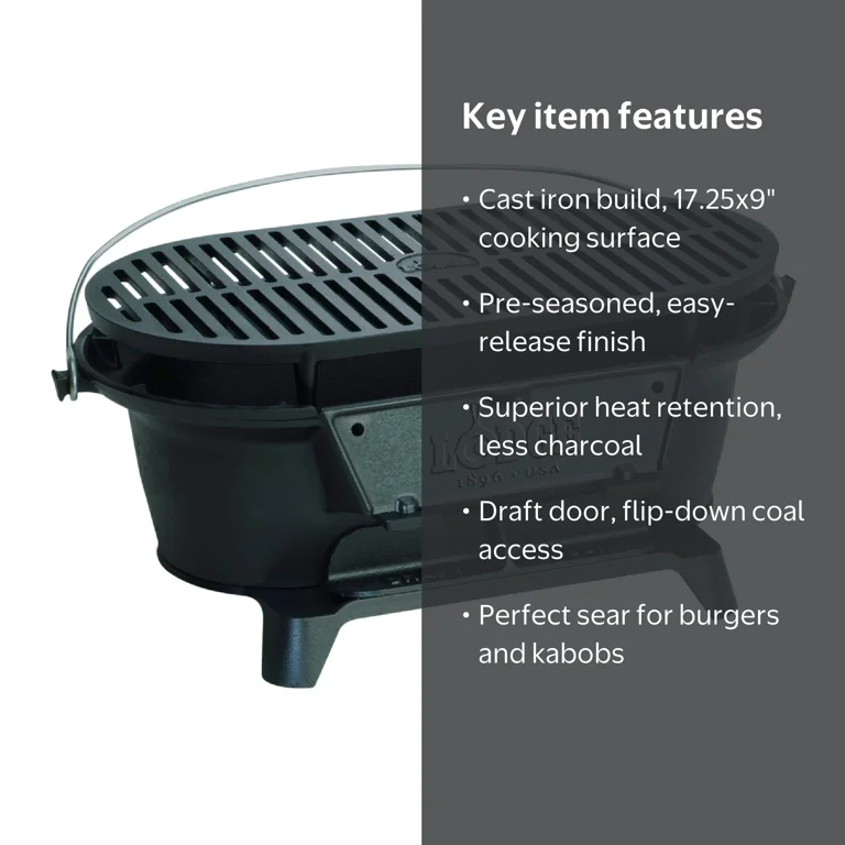 Lodge Cast Iron Pre-Seasoned Sportsman's Grill, Hibachi Grill