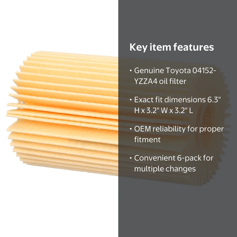 6 pack) Toyota Original Equipment 04152-YZZA4 Engine Oil Filter