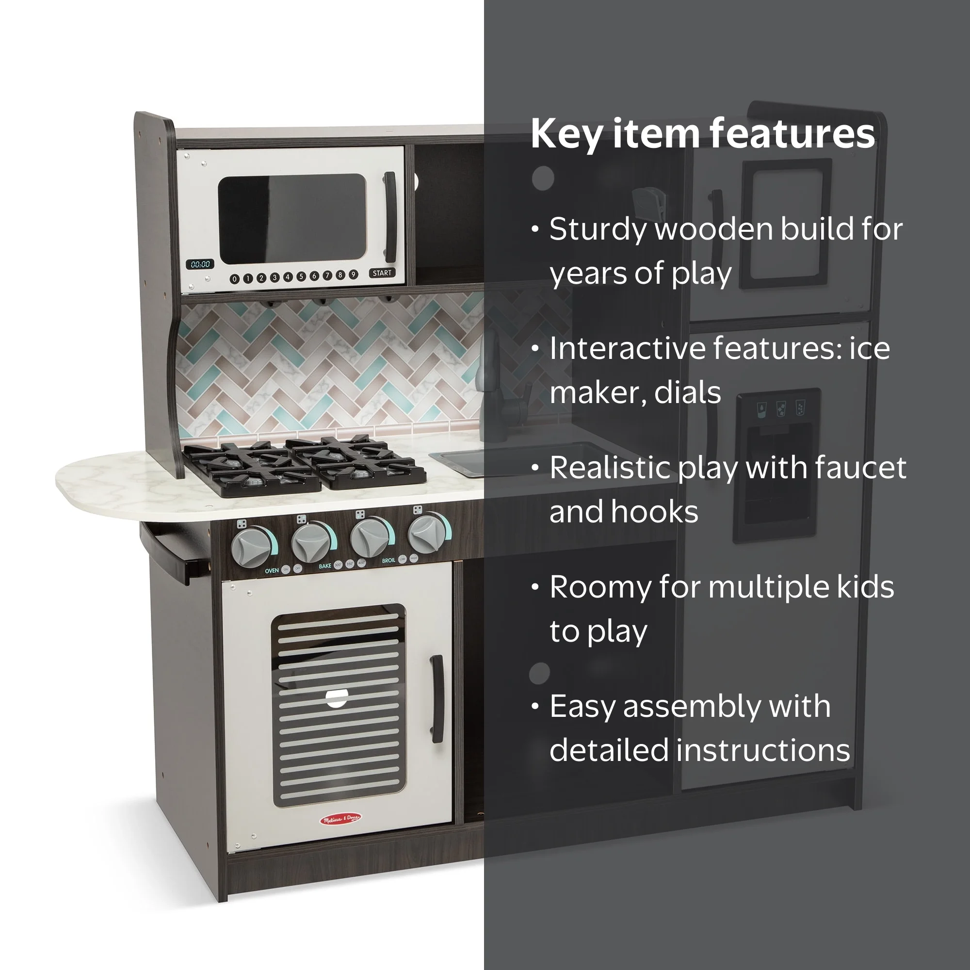 Melissa & Doug Chef's Wooden Pretend Play Kitchen for Kids With