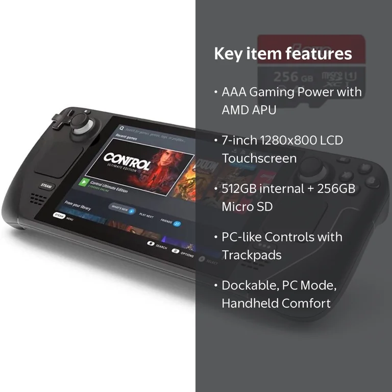 Steam Deck 256GB LCD + 512GB SDカード Valve Steam Deck 512GB Handheld Gaming Console, 1280 x 800 LCD