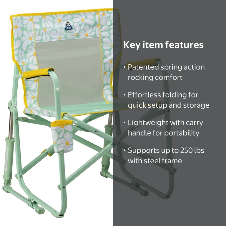 GCI Outdoor Freestyle Rocker, Foldable Rocking Camp Chair, Pastel