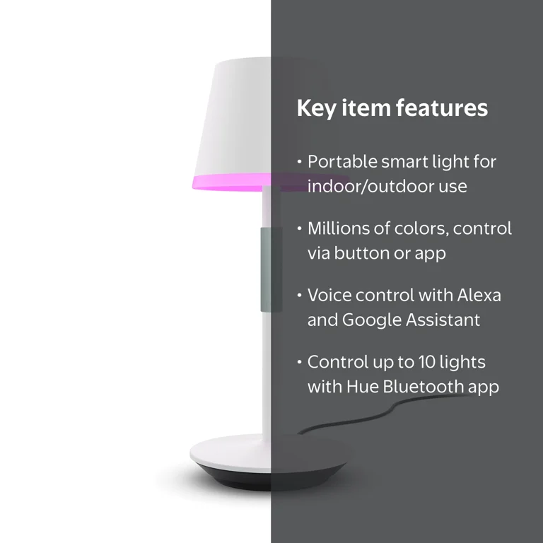 Philips Hue Go 13.78” Smart Compatible Plastic Table Lamp