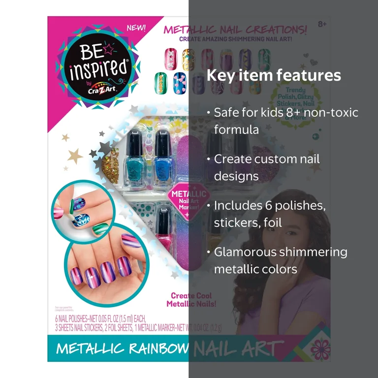 Be Inspired Metallic Rainbow Nail Polish Set, Metallic Nail Art